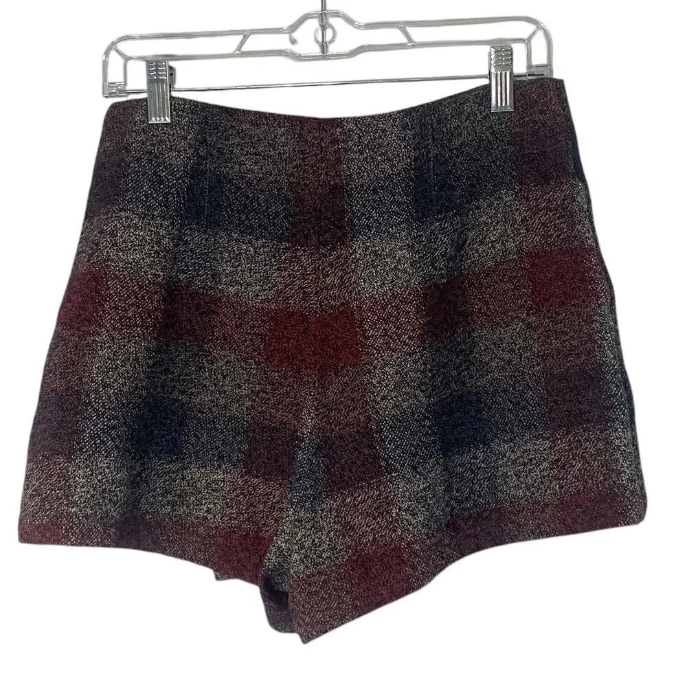 Free People Womens Emmy Mini Menswear Plaid Skort Grey Cotton Size 6 - Picture 3 of 13